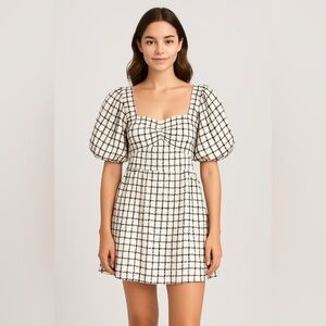 Self Portrait Monochrome Check Mini Dress Size UK10 US6